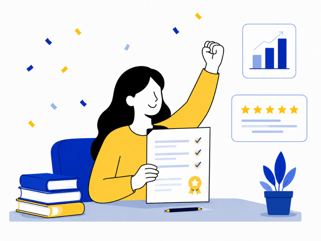 Femme réussit sa certification